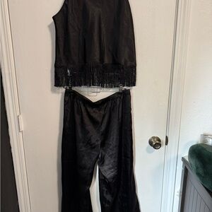 Elegant Black Women's Two Piece Loungewear set